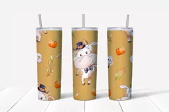 Halloween Animals sublimation design. Skinny tumbler wrap Product Image 3