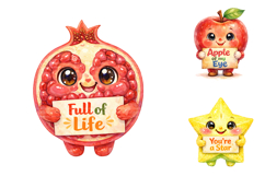 Watercolor Kawaii Fruit Clipart Bundle Product Image 3