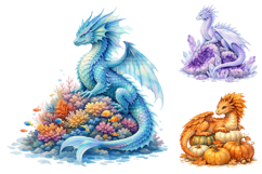 Watercolor Fantasy Dragon Clipart Product Image 3