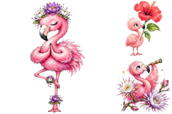 Watercolor Flamingo Clipart, Tropical Summer Sublimation PNG Product Image 3
