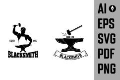 Set of blacksmith, iron works labels, badges and designs SVG Product Image 2