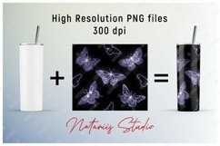 2 Neon Butterflies Patterns - 20oz Skinny Tumbler Product Image 3