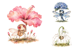Cute Garden Bugs Clipart Bundle, Watercolor Insect Flower Product Image 3