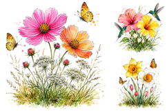 Whimsical Wildflower Clipart Bundle, Watercolor Floral PNG Product Image 3