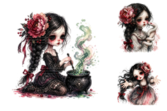 Watercolor Gothic Doll Clipart Bundle Product Image 3