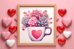 Pink Valentine Succulent Pot Clipart Bundle Product Image 7
