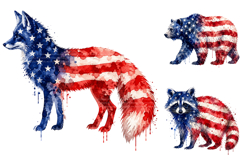 Patriotic Animal Watercolor Clipart, 4th of July PNG Product Image 3