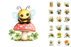 Watercolor Whimsical Bumblebee Clipart PNG Bundle Product Image 3