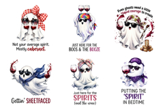 Halloween Ghost Wine Sublimation PNG Clipart Bundle Product Image 3