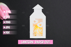 Valentine lantern SVG I Valentine paper cut SVG Product Image 1