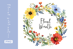 Watercolor Lovely Wildflower Wreath Clipart Product Image 1