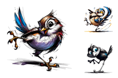 Whimsical Funny Bird Clipart PNG Product Image 3