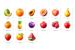 Fruits PNG Clipart Set 33 Items for Sublimation &amp; Print Product Image 3