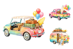 Retro Summer Beach Vehicle Clipart PNG Product Image 3