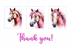 Set of 11 Horse with Flowers Watercolor Vector Product Image 3