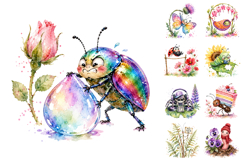 Whimsical Floral Garden Bug Clipart PNG Bundle Product Image 3