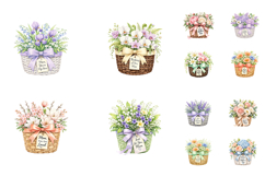 Mother’s Day Floral Basket Clipart PNG Product Image 2