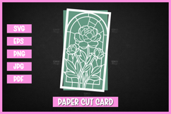 12 Flowers Stained Glass Style Card SVG | Paper Cut Floral Product Image 4