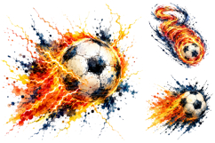 Flaming Soccer Ball PNG Bundle, Boys Sports Clipart Product Image 3