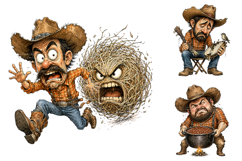 Funny Cowboy Clipart Bundle, Western Character PNG Product Image 3