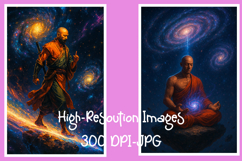 Monk cosmic meditation, spiritual galaxy energy, glowing Product Image 1