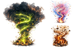 Summer Tornado Clipart Bundle, Watercolor Storm PNG Product Image 2