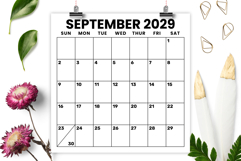 2029 Square 12 x 12 Inch Large Number Calendar Template Product Image 4