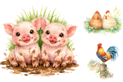 Watercolor Farm Animals Clipart Bundle Product Image 2