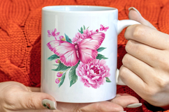 Butterfly with Daisy Flowers PNG Product Image 3