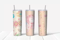 Unicorns sublimation design. Skinny tumbler wrap design Product Image 3