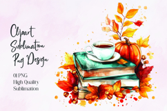 Pumpkin Books Coffee Autumn Sublimation PNG Product Image 1