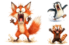 Funny Screaming Animals, Crazy Watercolor PNG Product Image 3