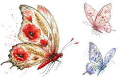 Watercolor Floral Butterflies PNG, Botanical Garden Clipart Product Image 3