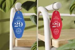 Hotel Keychain Hanging on a Chair Mockup Product Image 3