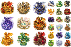 Whimsical Fantasy Dragon PNG Big Bundle Product Image 3