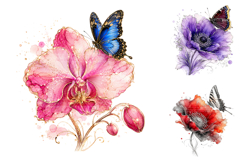 Alcohol Ink Flowers and Butterfly PNG Bundle Product Image 3
