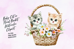 Two cat in floral basket clipart sublimation Product Image 1