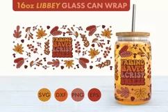 Autumn Fall Leaves SVG PNG 16 oz Libbey Glass Can Wrap Product Image 3
