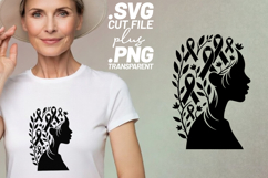 4x Breast Cancer Awareness Ribbon Woman Floral SVG Files Product Image 4