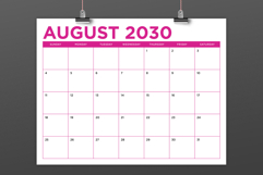 2030 8.5 x 11 Inch Bold Color Calendar Template Product Image 4