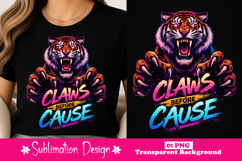 Claws Before Cause Neon Tiger T-Shirt Design Product Image 1
