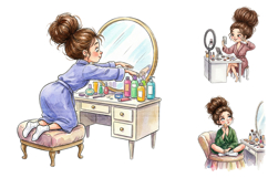 Watercolor Makeup Girl Clipart Bundle Product Image 3