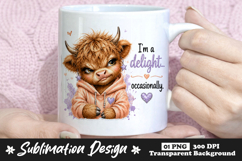 I'm a Delight Occasionally Highland Cow Sublimation Design Product Image 1