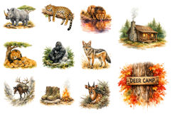 105 Safari Animal Watercolor Sublimation Clipart Bundle Product Image 4