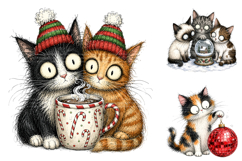 Whimsical Christmas Cat Clipart Bundle, Funny Holiday Kitten Product Image 3