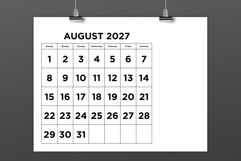 2027 Large Number Bold 8.5 x 11 Inch Calendar Template Product Image 3