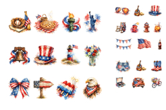 Watercolor 4th of July Clipart Bundle Product Image 3