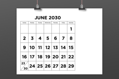 2030 Large Number Bold 8.5 x 11 Inch Calendar Template Product Image 3
