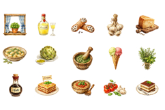 Italian Kitchen Watercolor Clipart Bundl Product Image 3