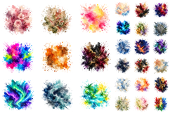 100 Colorful Watercolor Splash Clipart Bundle, Abstract PNG Product Image 3